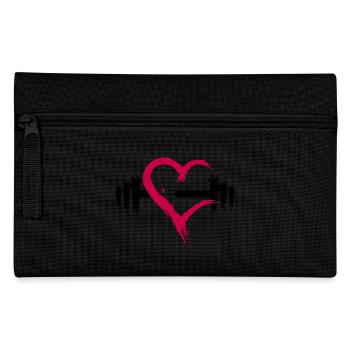 Heart open dumbbell sport - Pencil Case - black - Front