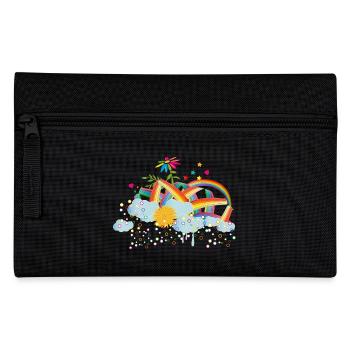 fairytale rainbow sky with clouds & flower - Pencil Case - black - Front