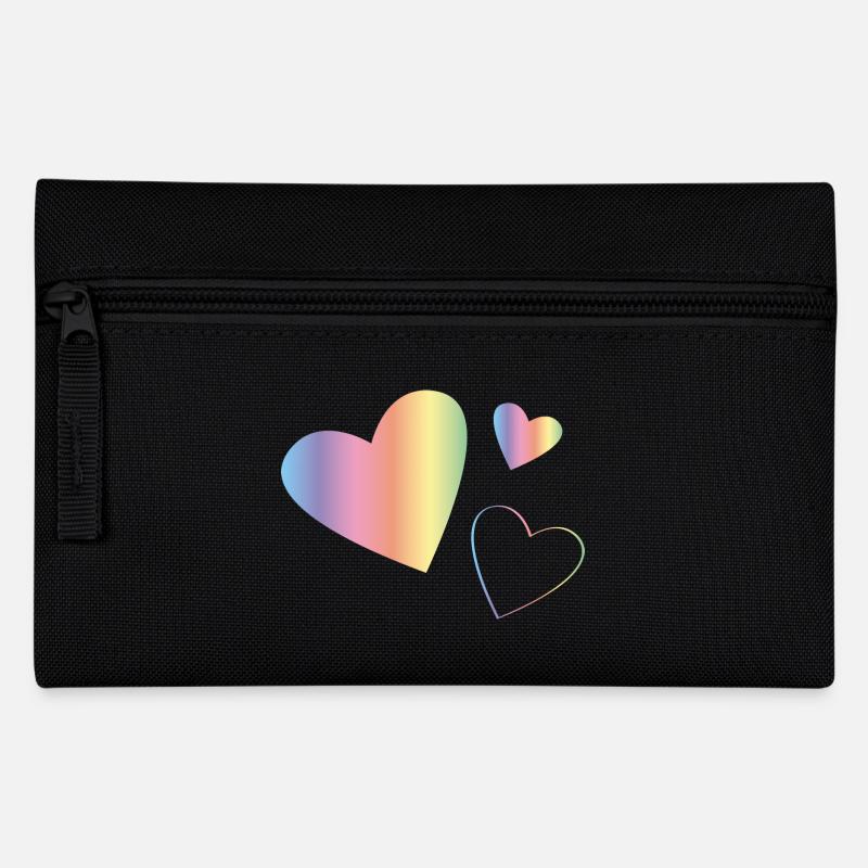 Regenbogen Herzen - Federtasche - Schwarz