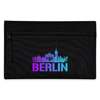 Berlin Skyline mit Berliner Wahrzeichen - Federtasche - Schwarz - Vorne