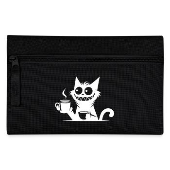 Drôle de chat souriant avec une tasse à café pour vous - Trousse - noir - Devant
