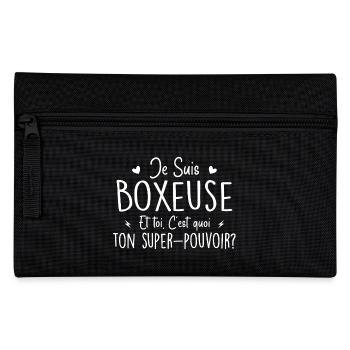I'm a boxer. What's your superpower? - Pencil Case - black - Front