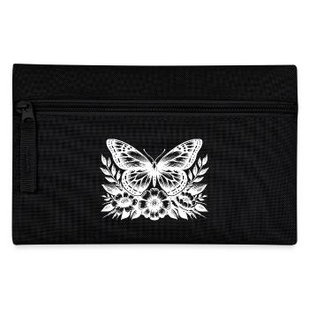 Papillon et fleurs Oeuvre botanique - Trousse - noir - Devant