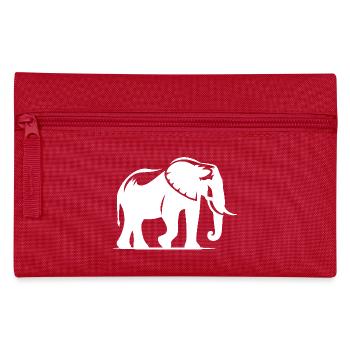 Elefant Silhouette Porträt mit Stoßzähnen - Federtasche - Rot - Vorne