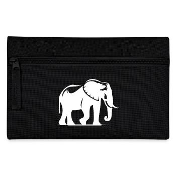 Elefant Silhouette Porträt mit Stoßzähnen - Federtasche - Schwarz - Vorne