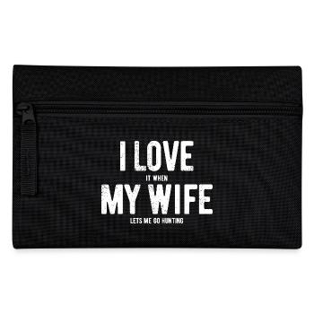 Ich liebe meine Frau - Jagen - Geschenk - Federtasche - Schwarz - Vorne