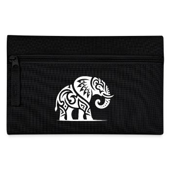 Éléphant de tatouage élégant avec de grandes défenses - Trousse - noir - Devant
