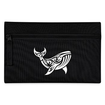 Elegant Huge Whale Tribal Tattoo Style - Pencil Case - black - Front
