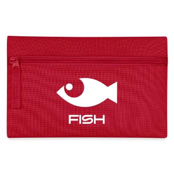 Minimalistischer Fisch Icon Angeln Meer Ozean - Federtasche - Rot - Vorne