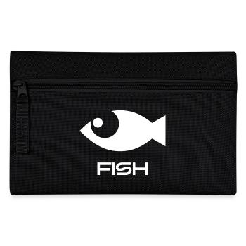 Minimalistischer Fisch Icon Angeln Meer Ozean - Federtasche - Schwarz - Vorne