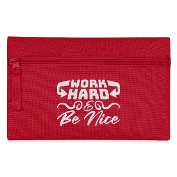 Work Hard Be Nice Motivation Positive Spirit Quote - Pencil Case - red - Front