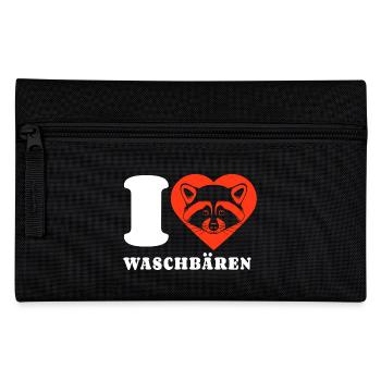 I Love Waschbären - Herz - Geschenk - Federtasche - Schwarz - Vorne