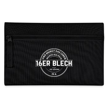 16er Blech – Die Lösung für jedes Pech im Leben - Federtasche - Schwarz - Vorne