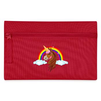 Pony with ice cream - ice horn unicorn rainbow fairy tale - Pencil Case - red - Front