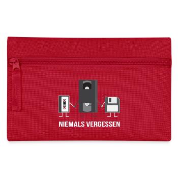90er T-Shirt 2018 - Neunziger Motiv Retro - Federtasche - Rot - Vorne