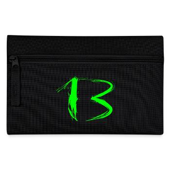 Number 13 favorite number design brush light green green - Pencil Case - black - Front