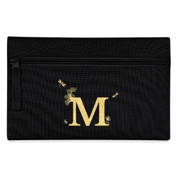 Letter m glitter golden dragonfly - gift idea - Pencil Case - black - Front