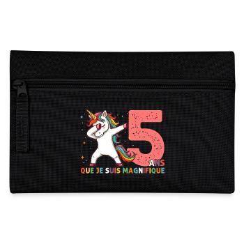 Licorne Dab Cadeau 5 Ème Anniversaire 5 Ans - Trousse - noir - Devant