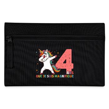 Licorne Dab Cadeau 4 Ème Anniversaire 4 Ans - Trousse - noir - Devant