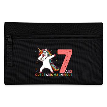 Licorne Dab Cadeau 7 Ème Anniversaire 7 Ans - Trousse - noir - Devant