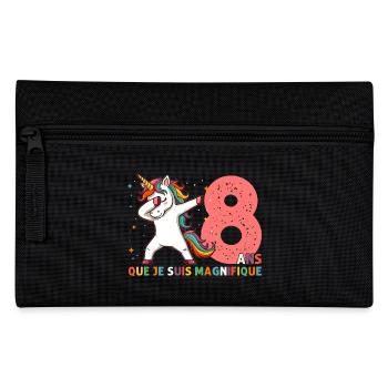 Licorne Dab Cadeau 8 Ème Anniversaire 8 Ans - Trousse - noir - Devant