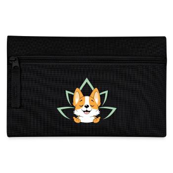 Meditating cute Corgi dog - Pencil Case - black - Front