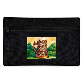 a half-timbered house in the shape of a beer - Pencil Case - black - Front