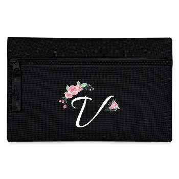Lettre v fleurs - Trousse - noir - Devant