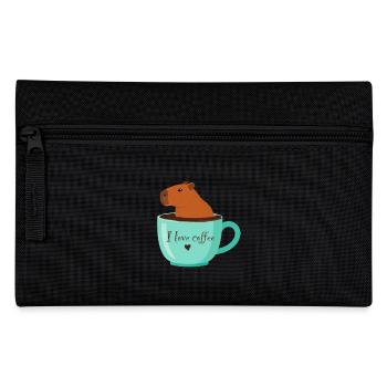 Capybara, assis dans une tasse, café, amour - Trousse - noir - Devant