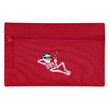 Lässiger Skelett mit Sonnenbrille - Federtasche - Rot - Vorne
