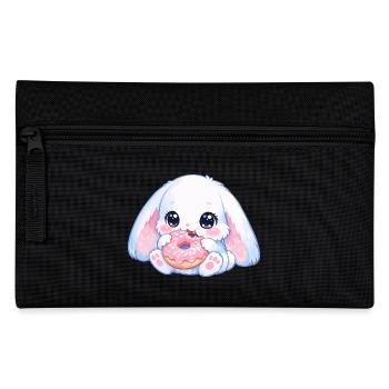 Kawaii Hase mit Donut - Federtasche - Schwarz - Vorne