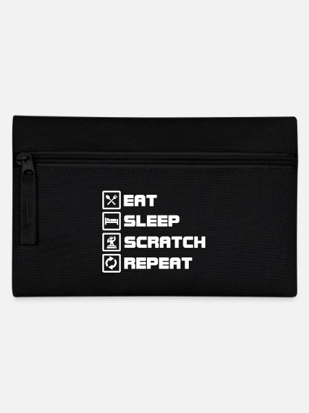 eat sleep scratch repeat DJ - Federtasche - Schwarz