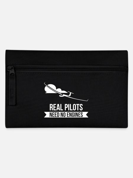 Real Pilots Need No Engines Segelflug Fliegen - Federtasche - Schwarz