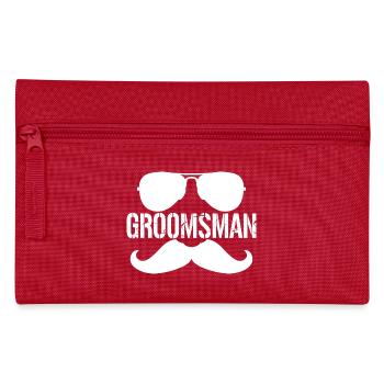 Groomsman - Schnurrbart & Monocole Bachelor Party - Federtasche - Rot - Vorne