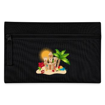 A sand castle on the beach awakens holiday feelings - Pencil Case - black - Front