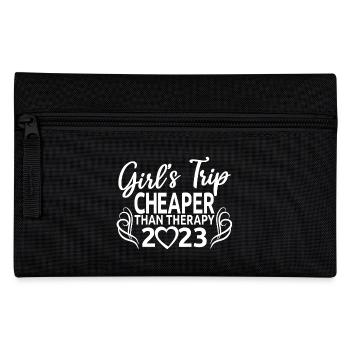 Girl's Trip Cheaper Than Therapy 2023 Girls Party - Pencil Case - black - Front