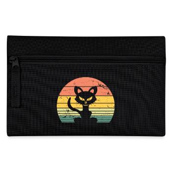 Cute Cat Retro Silhouette Cat Lover & Owner Gift - Pencil Case - black - Front