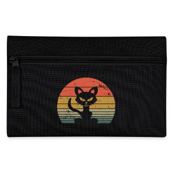 Cute Cat Retro Silhouette Cat Lover & Owner Gift - Pencil Case - black - Front