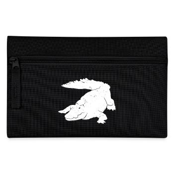 Krokodil Kunst Silhouette Grafik Wildtierliebhaber - Federtasche - Schwarz - Vorne