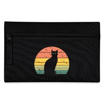 Cute Cat Retro Silhouette Cat Lover & Owner Gift - Pencil Case - black - Front