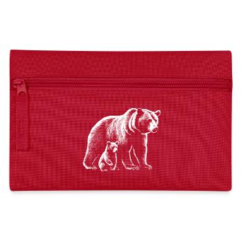 Brown Bear Bear Wilderness Bear with Cub - Pencil Case - red - Front