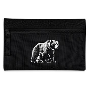 Brown Bear Bear Wilderness Bear with Cub - Pencil Case - black - Front