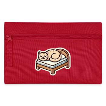Cute Cat sleeping on the bed - Pencil Case - red - Front