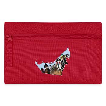 (Émirats arabes unis) Carte des Émirats Courses de chevaux encadrées - Trousse - rouge - Devant