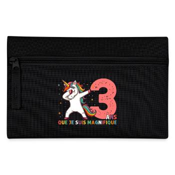 Licorne Dab Cadeau 3 Ème Anniversaire 3 Ans - Trousse - noir - Devant
