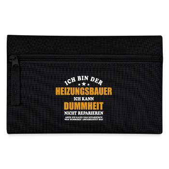 Heizungsbauer - ich kann Dummheit nicht reparieren - Federtasche - Schwarz - Vorne