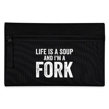 Das Leben Ist Eine Suppe Und Ich Bin Eine Gabel T-Shirts | Komisch - Federtasche - Schwarz - Vorne