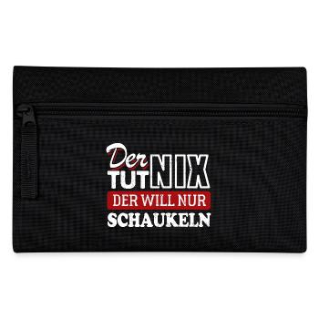 Der tut nix der will nur schaukeln - Spruch - Federtasche - Schwarz - Vorne