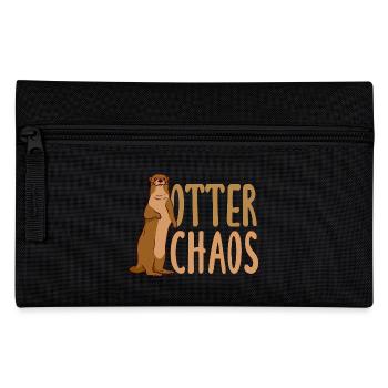 Pun Sea Otter Cartoon - Pencil Case - black - Front