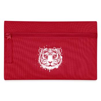Artful White Tiger – Tribal Artwork - Pencil Case - red - Front